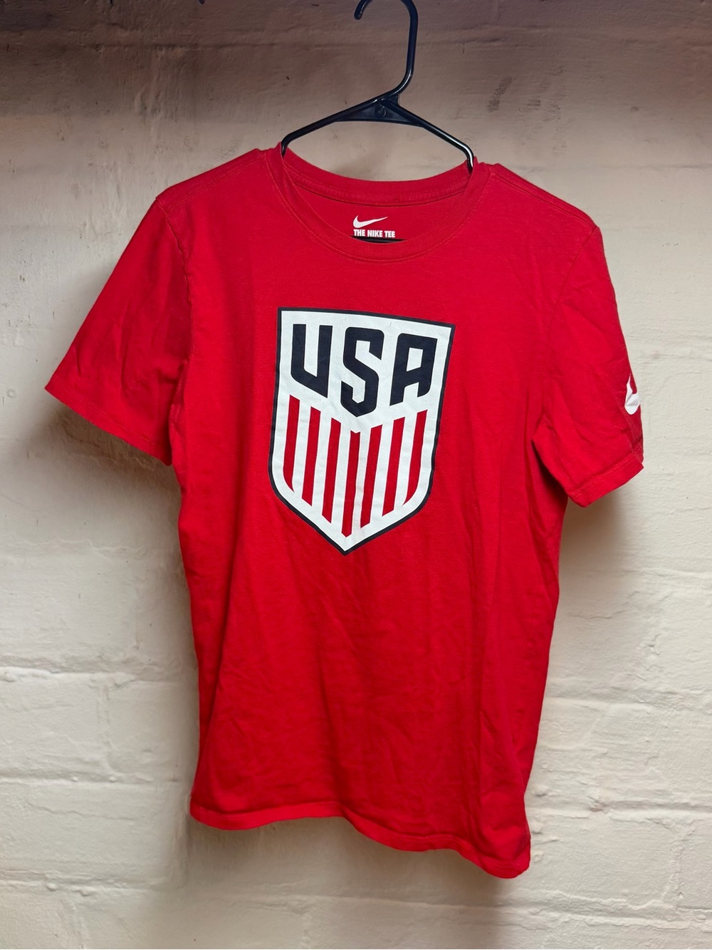 Nike Red Crewneck Graphic Tee with White Logo